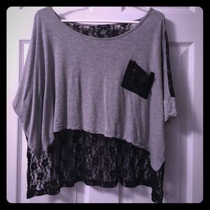 💓High low lace back shirt