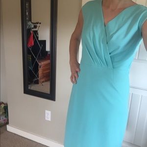 Banana republic aqua crepe cross front dress