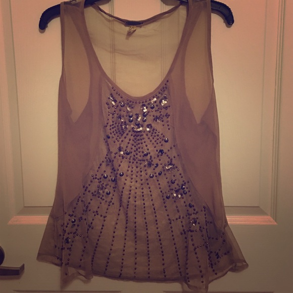 Sheer beaded layering top