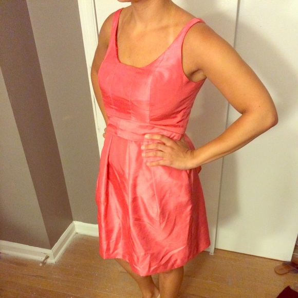Beautiful coral bridesmaid's dress!