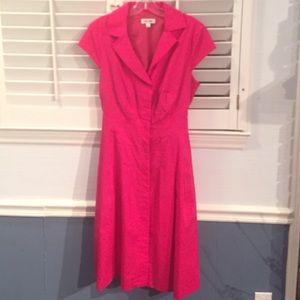 Pink Vintage Style Dress with V Neck