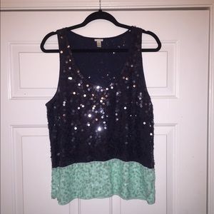 Sparkle tank !! Navy and seafoam