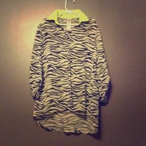 See through zebra print blouse