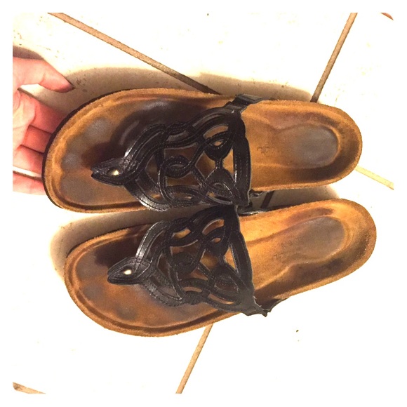 Naot Black Leather Sandals Israel Size 40