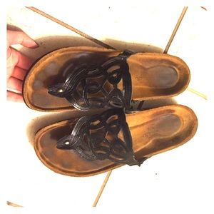 Naot Black Leather Sandals Israel Size 40