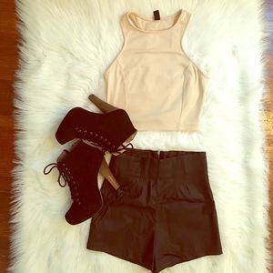 Pleather high waisted shorts
