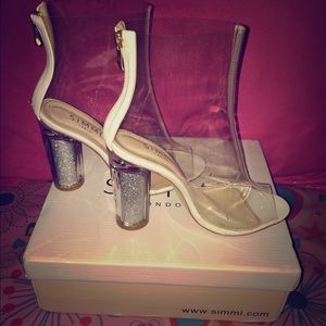 Perspex glitter heel boots
