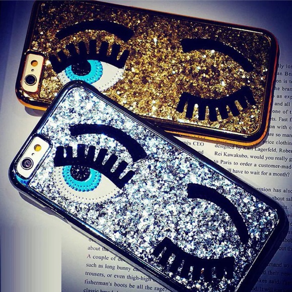 ✨Silver Glitter Winking Eye iPhone 6 Plus Case✨