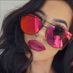 Red+black cat eye aviator sunglasses