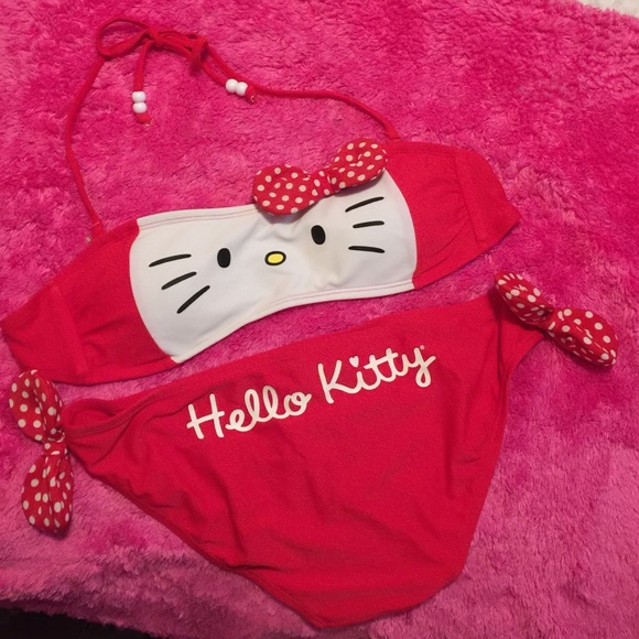 A once worn Hello Kitty 2 piece bathing suit