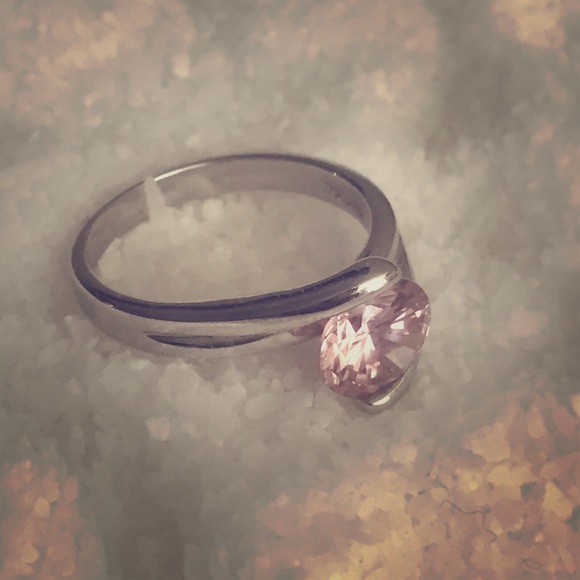 PINK CZ RING SET IN SILVER BAND