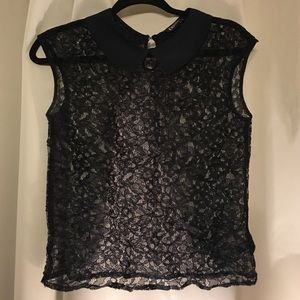 ✨ EXPRESS Collared Lace Sleeveless Blouse