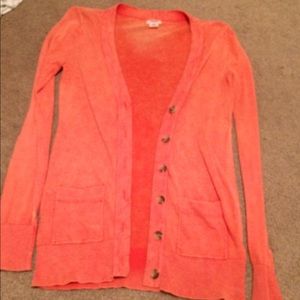 Coral colored cardigan