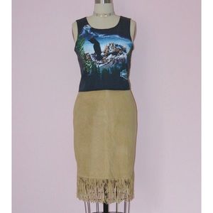 New IRKA by SSG Suede Fringe Skirt
