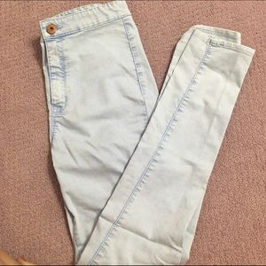 Pastel blue jeans