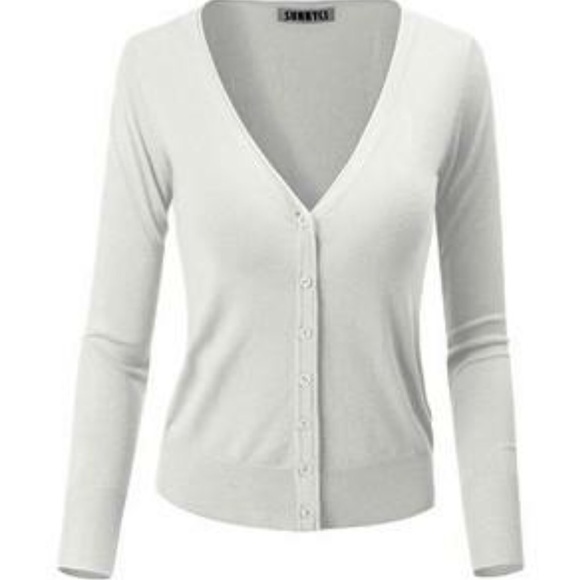 All white cardigan !