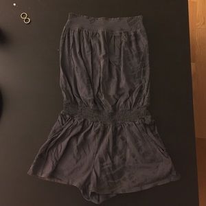 Dark gray tie dye strapless romper