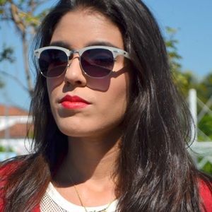 Pastel Half Frame Clubmasters Sunglasses in White