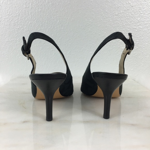 Coach Black Canvas Signature Slingback Heels - Picture 3 of 4