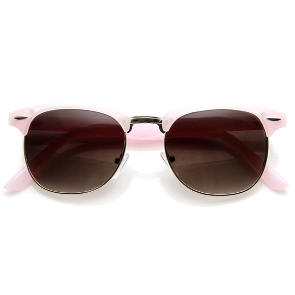 Half Frame Clubmasters Sunglasses In Pastel Pink