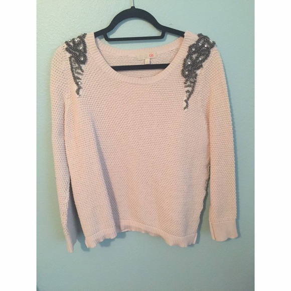 Blinged shoulder sweater
