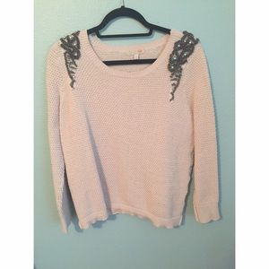 Blinged shoulder sweater
