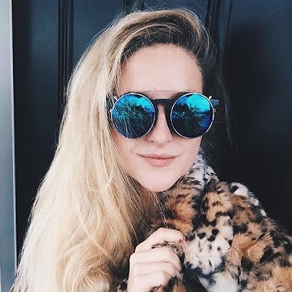 Oversize Round Mirror Clip On Lens Sunglasses