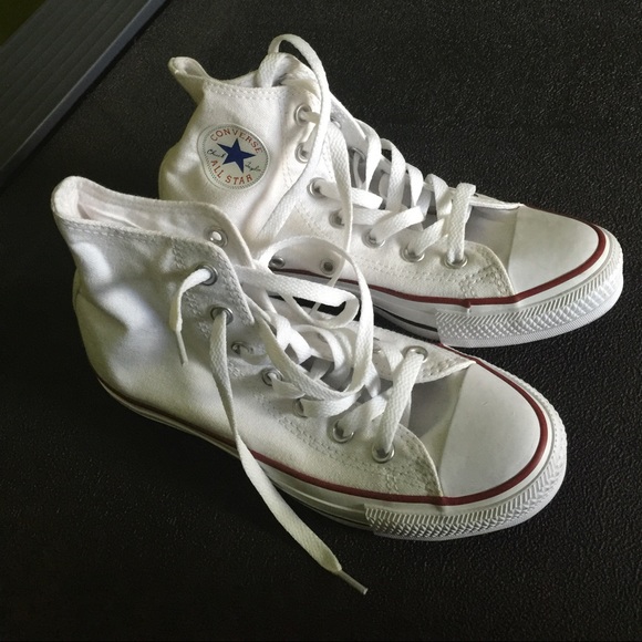 White Hightop Converse Used Once