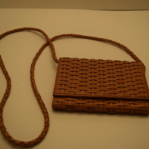 Tan Woven Crossbody Wallet
