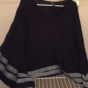 Black Embellished Peasant Top