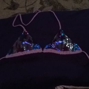 Victoria's Secret Purple Sequin Bikini Top