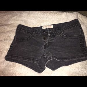 Black faded jean shorts