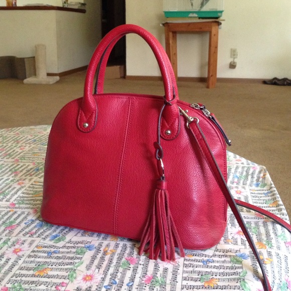 Tignanello Real Leather Red Crossbody Tote