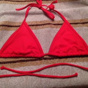 Red triangle tie back bikini top