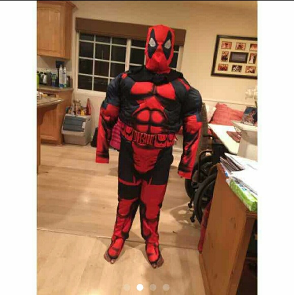 Mens junior boys large deadpool costume