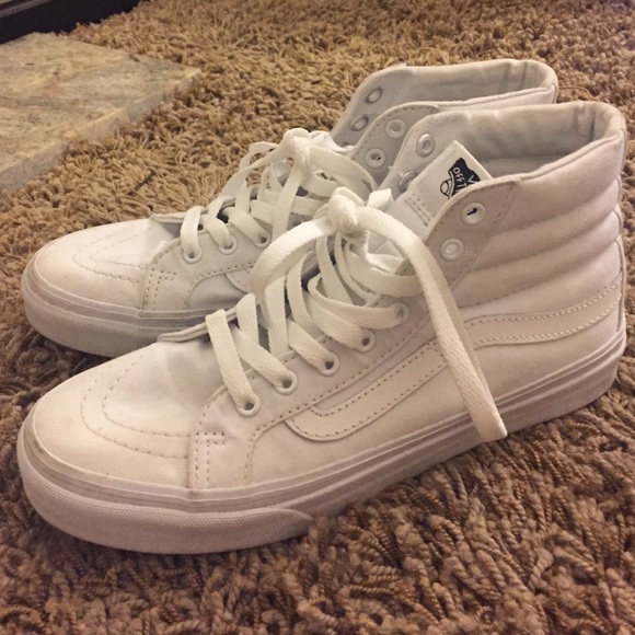 Vans White Sk8-Hi's
