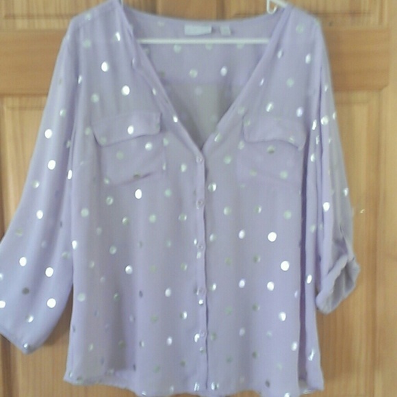 Blouse with Silver Tone Polka Dots