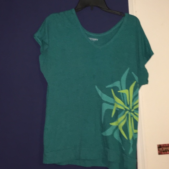Teal lime green blouse