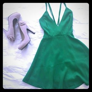 Nwt green flare fitted dress