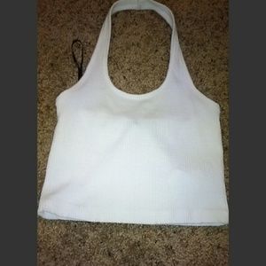 White Ribbed Halter Top