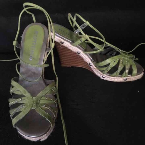 Genuine leather wedge sandal