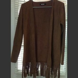 Suede Fringe Cardigan