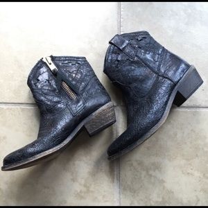 Black distressed cowboy boots