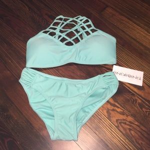 teal strapping bikini