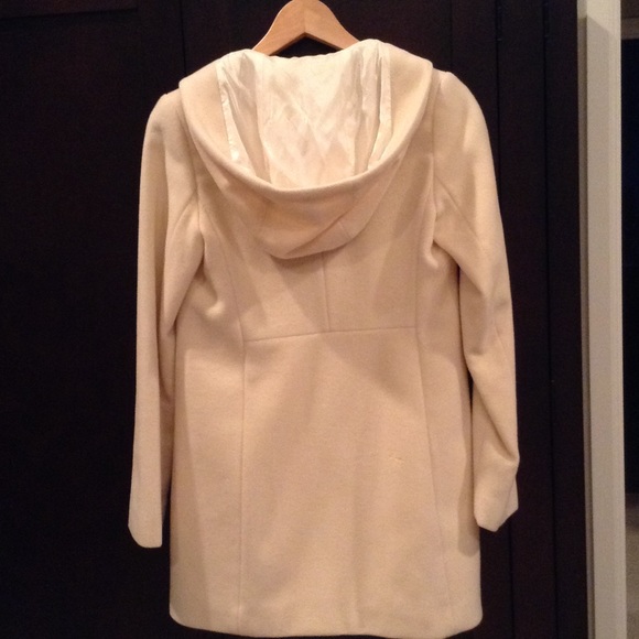 Ivory/cream wool hooded coat - Picture 2 of 8