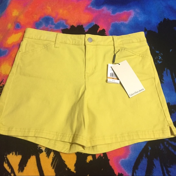 NWT Yellow Calvin Klein jean shorts