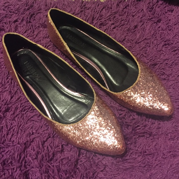 Pink sparkly Forever 21 pointed flats
