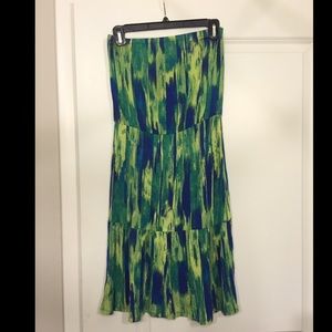 Green&blue strapless dress