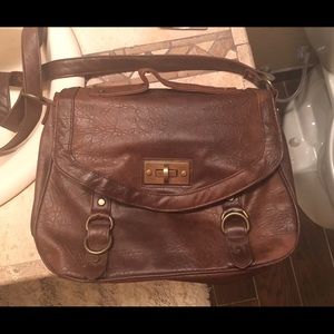 Brown leather satchel