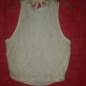 White lace crop top